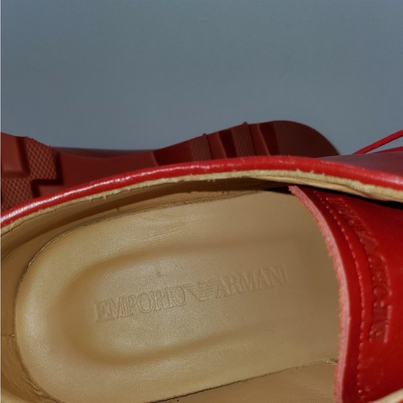 Emporio Armani NIB Red Derby/Shoes size 8.5 - Picture 7 of 11